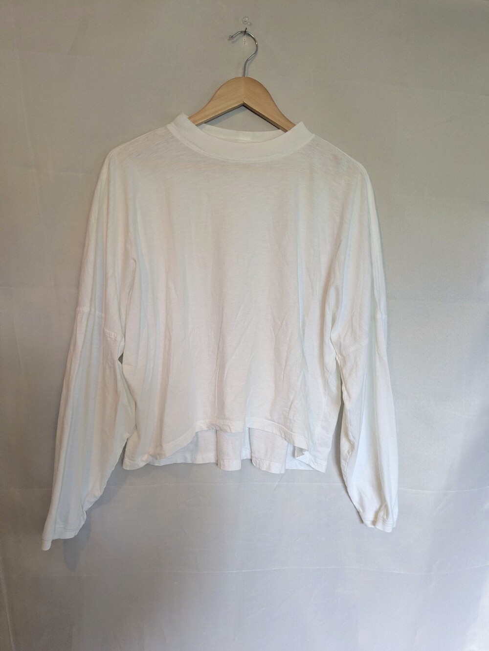 Aerie Cozy Long Sleeve Mock Neck T-shirt Cotton White M Oversized